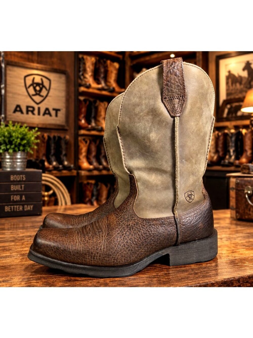 EUC Ariat Mens Rambler Western Leather Cowboy Boots SZ 8.5 D  Earth Brown